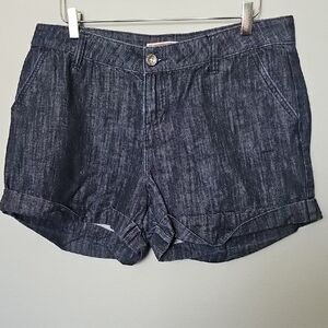 Gap Jean Casual Dark Blue Jean Shorts 100% Cotton Cuffed Hem Size 14